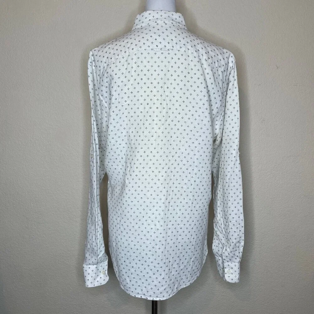 BANANA REPUBLIC Linen Slim Fit Geometric Print Shirt Medium Eclectic Grandpacore